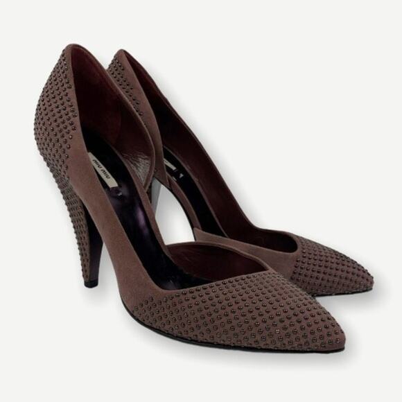 Miu Miu Calzature Donna Studded Heels Size 37/ US 7 - Picture 1 of 7